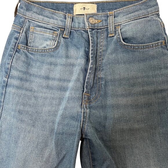 7 For All Mankind Women Easy Slim Light Blue Denim Jeans Sz 25 Stretch High Rise - Picture 3 of 11